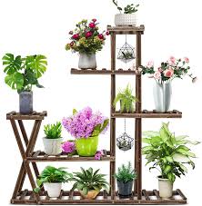 Window plant shelves are trending and we can see why. Amazon Com Cfmour Wood Plant Stand Indoor Outdoor Garden Plant Shelf Multi Tier Flower Shelf Rack Display Stands Wooden Plant Shelves Planter Organizer For Living Room Patio Balcony Garden Garden