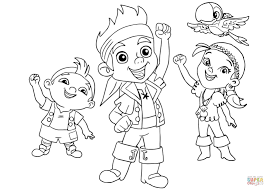 Jake Izzy Cubby And Skully Are Cheering Together Coloring Page Free Printable Colori Pirate Coloring Pages Halloween Coloring Pages Cartoon Coloring Pages
