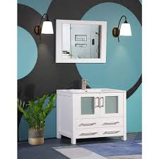 Instantly elevate your powder room or master bath in sleek style with this caldwell 36 single bathroom vanity set. Vanity Art Brescia 36 Inch Bathroom Vanity In White With Single Basin Vanity Top In White The Home Depot Canada