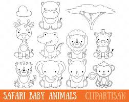 Safari Bebe Animales Clipart Animales De La Selva Clipart Etsy Safari Baby Animals Baby Animal Art Zoo Animal Coloring Pages