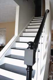 Black And White Stair Railing Ideas Entryway Progress Painted Staircases Black And White Stairs White Staircase