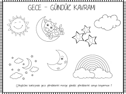 Gece Gunduz Kavrami Boyama Sayfalari Gece Faaliyetler