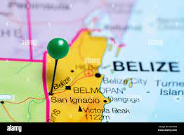 San Ignacio Belize Map San Ignacio Pinned On A Map Of Belize Stock Photo - Alamy