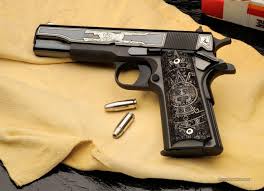 Engraved Black And Gold 1911 Pin On Colt