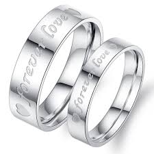 Silver Titanium Forever Love Ring Promise Wedding Band Men S Or Women S Minimalist Diamond Rings Silvery Rings Womens Engagement Rings