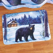 All orders for any black bear decor items over $99 qualify for free shipping. Black Bear Decor Bath Mat With Scenic Snowy Cabin Collections Etc