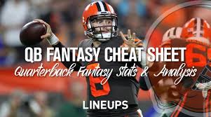 2019 Quarterback Fantasy Football Cheat Sheet Qb Fantasy Stats