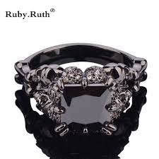 Fair Price Skull Ring Gold Rhodium Plated Demon Princess Black Zircon Women S Wedding Wedding Rings For Wom Wedding Rings For Women Black Rings Black Gold Ring