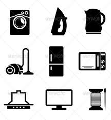 Set Of Home Appliances Icons Home Appliances Appliances Clipart Black And White