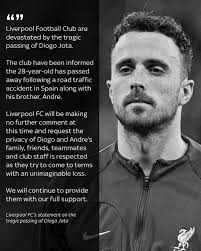 Heartbreaking news coming out of Spain. Diogo Jota has tragically passed  away at the age of 28 following a road accident. Just four days ago, he got  married. He was also the
