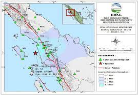 Sementara titik gempa berada di 76 km barat daya padang sidempuan. Peta Isoseismal Gempabumi Padang Sidempuan Sumut 01 Maret 2018 Bmkg