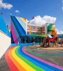 All Schools Should Be This Cool Handmade Charlotte Colourful Buildings Colorful Places Street Art