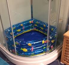 Kiddie Pool In Shower Parenting Hacks Baby Pool Baby Life Hacks