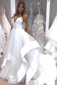 Fashion V Neck High Low A Line High Quality Beach Wedding Dresses Bridal Gowns Dress Ld2107 Prom Dresses In 2019 Wedding Dresses White Wedding Dresses Lo