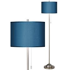 Blue Textured Polyester Brushed Nickel Pull Chain Floor Lamp 81d02 Lamps Plus In 2020 Blue Floor Lamps Floor Lamp Styles Floor Lamp Design