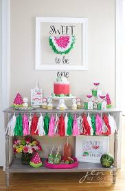 First Birthday Party At Home Ideas A Watermelon First Birthday Party With Cricut Jen T By Design First Birthday Party Themes Watermelon Birthday Parties 1st Birthday Party Themes