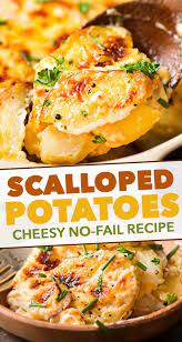 Velvety Soft And Tender Layers Of Two Kinds Of Potatoes Smothered In A Rich 3 Cheese Garl Scalloped Potatoes Cheesy Scalloped Potato Recipes Side Dish Recipes