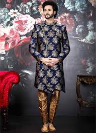 Buy Blue Jacquard Wedding Wear Embroidery Work Indowestern Sherwani 135051 Online From Wholesale Salwar We provide the latest collection in indo western clothing with a wide men prefer to wear these kurtas at weddings, festivals and other occasions. buy blue jacquard wedding wear