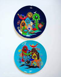 تشكيل خامات على اطباق البورسلين glass painting art hand painted