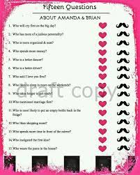 10) we were thrown (throw) a surprise party for my brother 1.where were you going when i saw you on the bus last night? Co Ed Bachelor Party Bridal Shower Questions Wedding Games Bachelorette Party