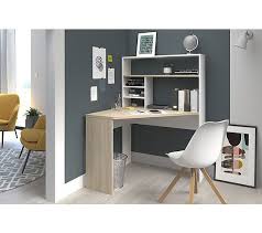 Bureau D Angle Avec Rehausse Peak Imitation Chene Et Blanc Bureau Secretaire But En 2020 Bureau Angle Bureau A Domicile Chambre Bureau En Forme De L