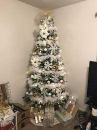 Christmas tree decorated with feather boas. My Tree 3 Used White Feather Boa Christmas Tree Feathers Colorful Christmas Tree Christmas Tree