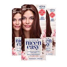With hints of gold and mahogany for the perfect layered brown, this cozy shade will have you reaching for a sweater and ready to curl up by a fireplace. Buy Clairol Nice N Easy Permanent Hair Color 5m Medium Mahogany Brown Pack Of 3 Online In India B07byyr1ty