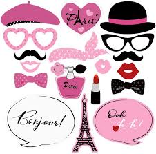 Given the time of year, cathy settled on an april in paris theme and each of the tables was dressed in a different concept, all relating to the selected theme and all put together by our little diy team. Buy Amosfun Paris Photo Booth Props Kit 18pcs Creative Paris Themed Party Props Decoration For Birthday Wedding Club Bachelor Party Favors Pink Online In Indonesia B07qkw5qq4