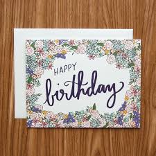 Birthday Card Drawing Ideas Flowers Happy Birthday Hand Lettered Flower Bomb By Happycactusdesigns 4 50 Happy Birthday Hand Lettering Birthday Cards Diy Birthday Cards