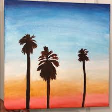 Wall Decor 12 X 12 Acrylic Painting Of Sunset Palm Trees Poshmark