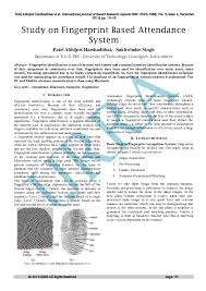 Pdf Study On Fingerprint Based Attendance System