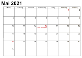 Monat weise leere kalender auch hier zur verfügung gestellt, die sie von hier kostenlos erhalten können. Kalender 2021 Mai Zum Ausdrucken Schulferien Kalender