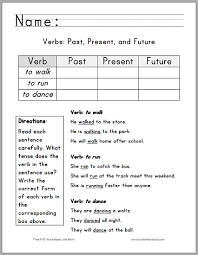Verbs Past Present Future Five Free Printable Ela Worksheets For First Grade Verb Activities For First Grade Past Tense Worksheet Verb Worksheets
