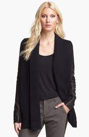 Vince Leather Sleeve Cardigan Fashion Cardigan Sweaters For Women Sweaters