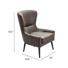 Tommy Hilfiger Auburn Faux Leather Wingback Chair Carbon Dark Brown Walmart Com Walmart Com