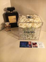 Designer Inspired Acrylic Forever Flower Box Etsy Chanel Flower Box Diy Rose Boxes Chanel Flower