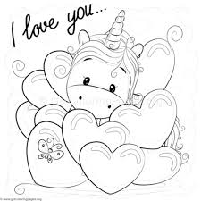 Valentine I Love You Unicorn Coloring Pages Getcoloringpages Org Farglaggningssidor Malarbok Enhorning