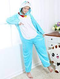 Kigurumi Pajama Doraemon Onesie Azul Flannel Anime Pijamas Para Adulto Costumeslive Com