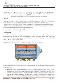 Pdf Reduction In Infrastructure And Operating Costs Using Server Virtualization