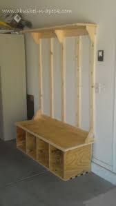 Diy Org Center For Shoes Bags Coats In Garage Or Mud Room Diy Bench Back Home Diy Home Projects Diy Furniture