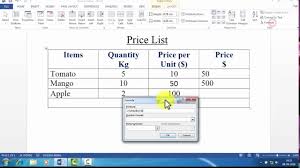 How To Use Formulas In The Table Of Microsoft Word 2007 2010 2013 2016 Youtube