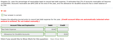 What is the bad debt expense equation? Kingston Co Uses The Percentage Of Receivables Basis Chegg Com