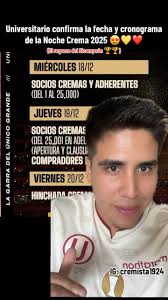Se viene la Noche Crema 2025 😍! Universitario, llévate todo mi dinero 🥹.  Síganme para más, BICAMPEONES ⭐️💛❤️🏆🏆., #universitariodedeportes  #los100delúnicogrande #trincheranorte #ydaleu #garracrema ...
