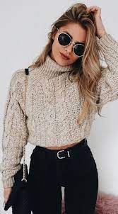 Dies Ist Eines Der Sussesten Crop Top Pullover Outfits Fashion Teenage Crop Top Sweater Outfit Fall Outfits