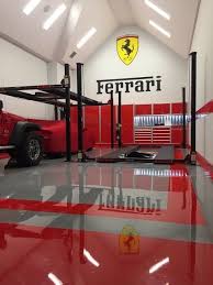 Red Hot Ferrari Garage With Moduline Aluminum Cabinets Garage Design Luxury Garage Garage Remodel