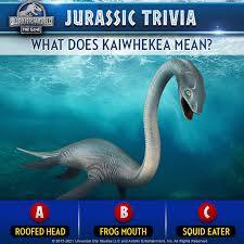 Jul 14, 2018 · welcome to the ultimate jurassic park quiz. Kaiwhekea Will Be Available To Jurassic World The Game Facebook
