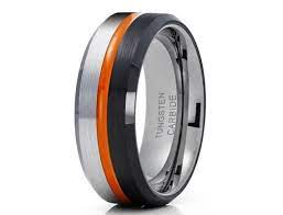 Tungsten Wedding Band Orange Tungsten Ring Anniversary Ring Etsy In 2020 Black Tungsten Rings Tungsten Wedding Bands Tungsten Wedding