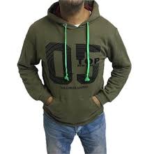 Top Erkek Fit Kesim Kapsonlu Baskili Sweatshirt Haki Kapsonlular Fit Erkek Sweatshirt