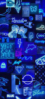Download free Aesthetic Blue Neon Collage Wallpaper - MrWallpaper.com
