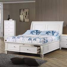 Coaster Furniture Selena Sleigh Bed With Footboard Storage White Full Bed With Storage White Bedroom Furniture Bed With Drawers